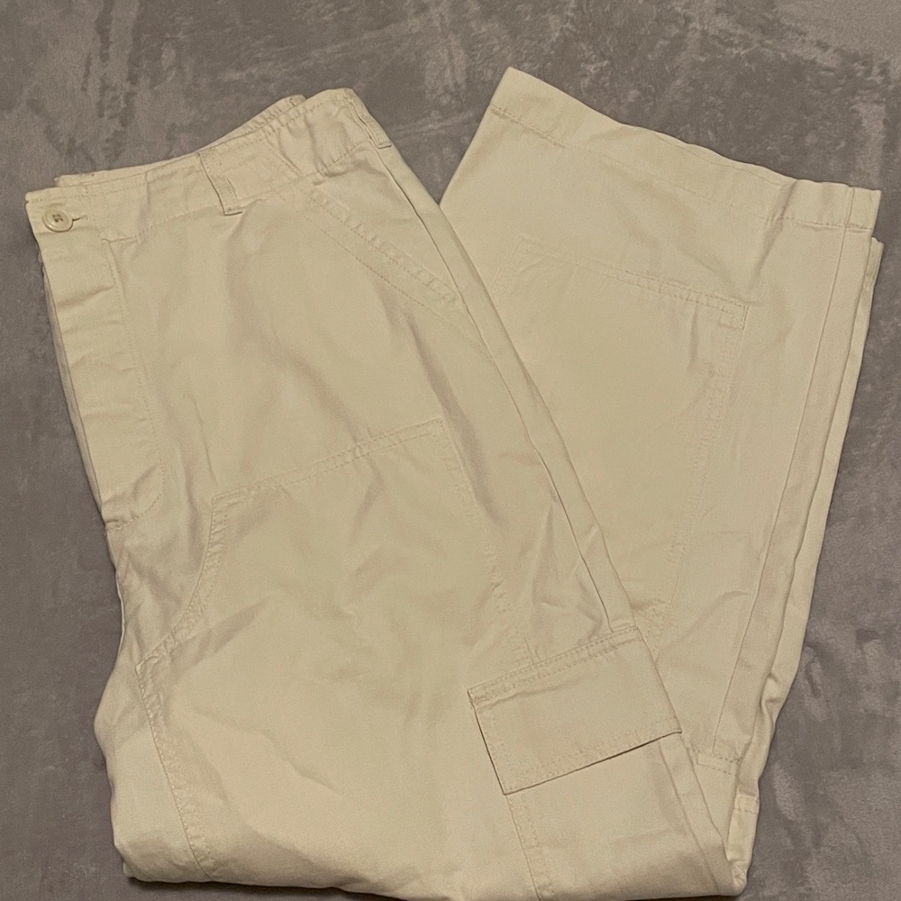 Khaki/Beige/Cream Pants with Multiple Buttons, Flap Pockets
